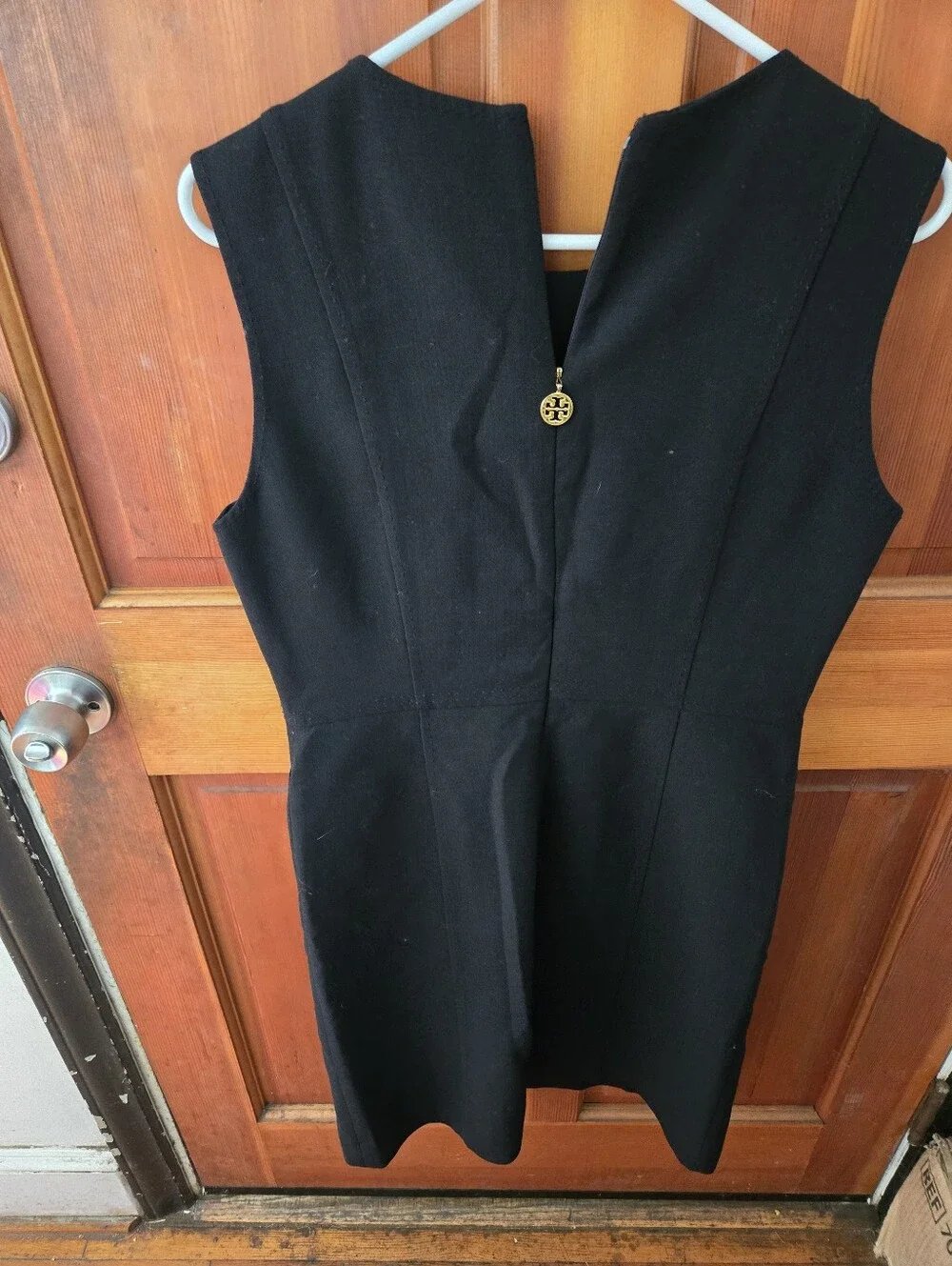 Tory Burch Black Sleeveless Mini Dress with Gold Zippers